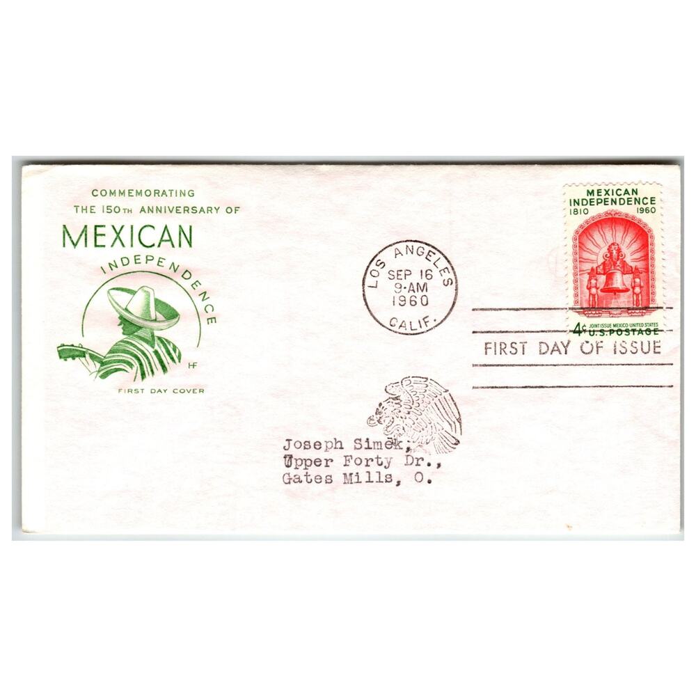 Scott #1169 1960 Mexican Independence First Day Cover FDC Los Angeles CA